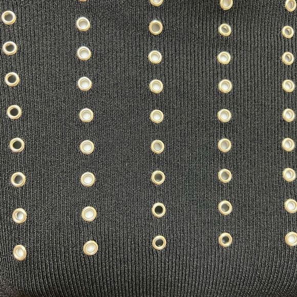 Cache Black Ribbed Sweater with Rivet Detailing M - Picture 4 of 5